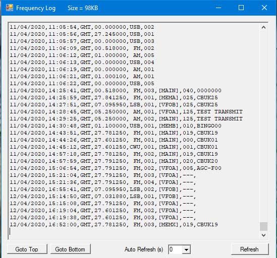 Frequency Log File View Form